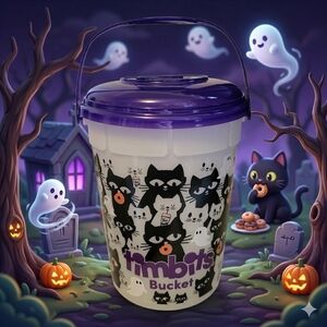 Tim Hortons Timbits Bucket Halloween 2025 Cat Ghost Donut Purple Glow-in-Dark